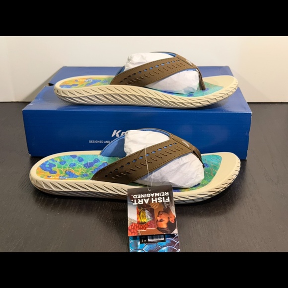 Korkers Fish Flip Dorado Sandals Flip Flops Blue/Green/Yellow Mens 12 main image 15